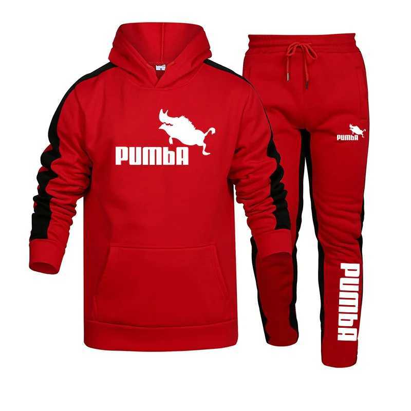 Mens Autumn and winter mens sportswear printed hooded sweatshirt sports pants 2-piece set gym jogging set hot selling casual sportswear X241113