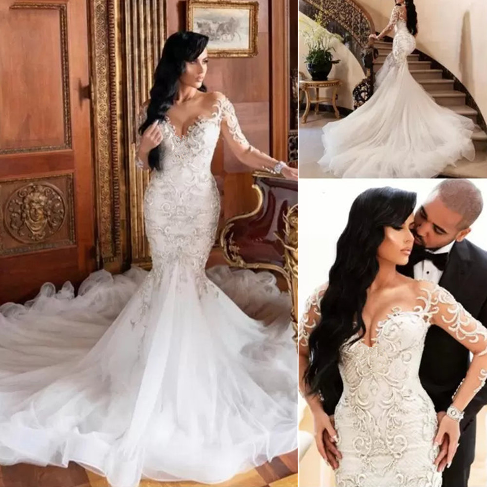 Beach Sexy Wedding Dresses Mermaid Sweetheart Lace Applique Satin Bridal Gowns With Detachable Train Custom Made Vestidos De Soiree 02