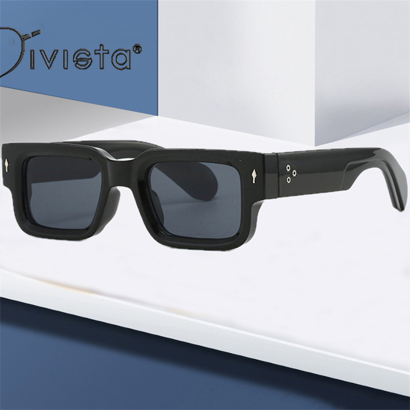 Black Square Sunglasses Men Women Steampunk Oversized Personalized Design Vintage Retro Rectangle Goggles Gothic Thick Y2K Futuristic a Pilot with Cool S01C IVSTA