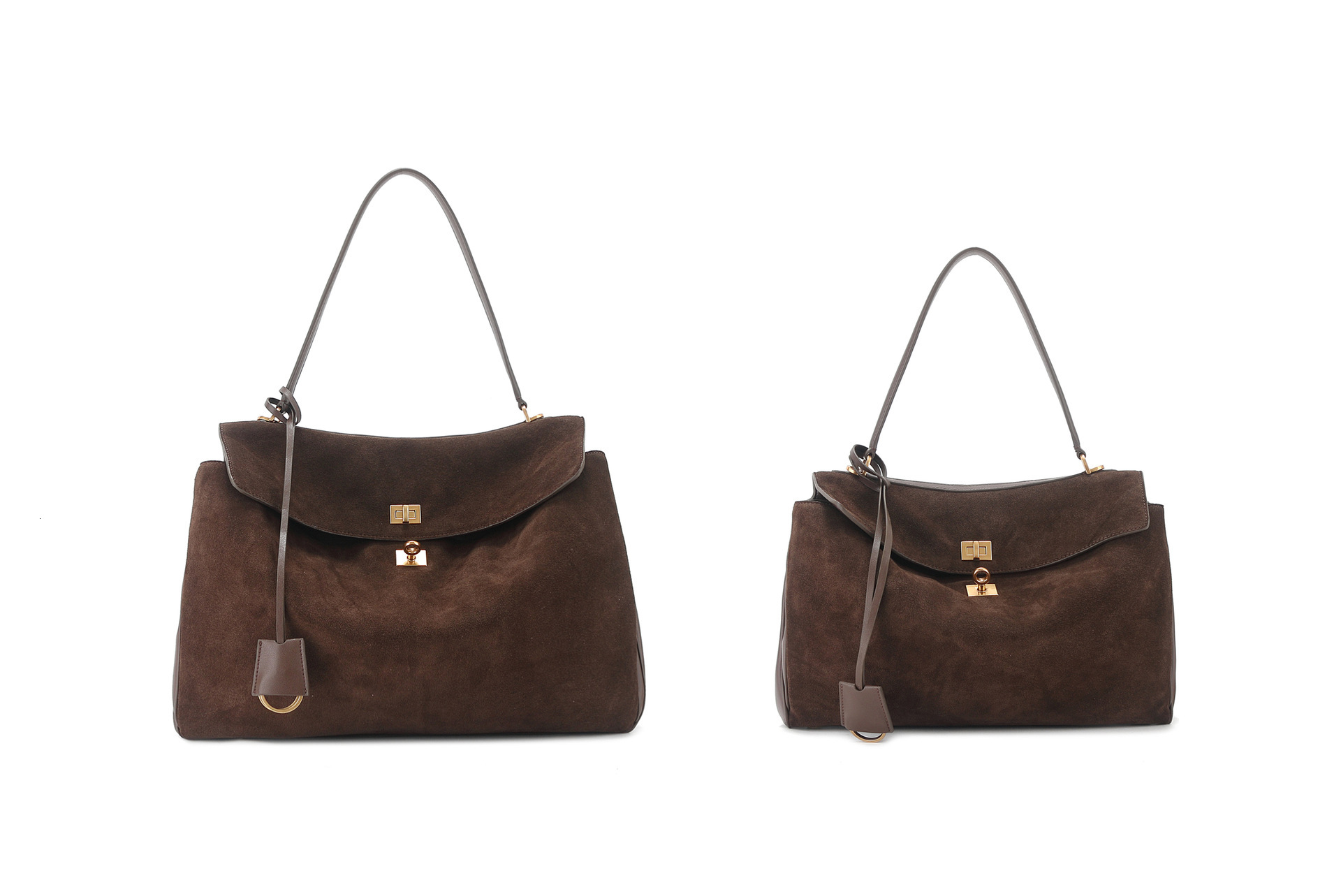 Autumn/Winter Frosted Leather Tote With Lock Buckle Underarm Single Shoulder Crossbody Bag Suede Vintage Style
