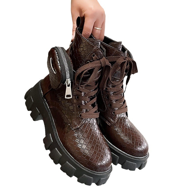 Large New Thick Soled Lace Up Casual Short Boots.