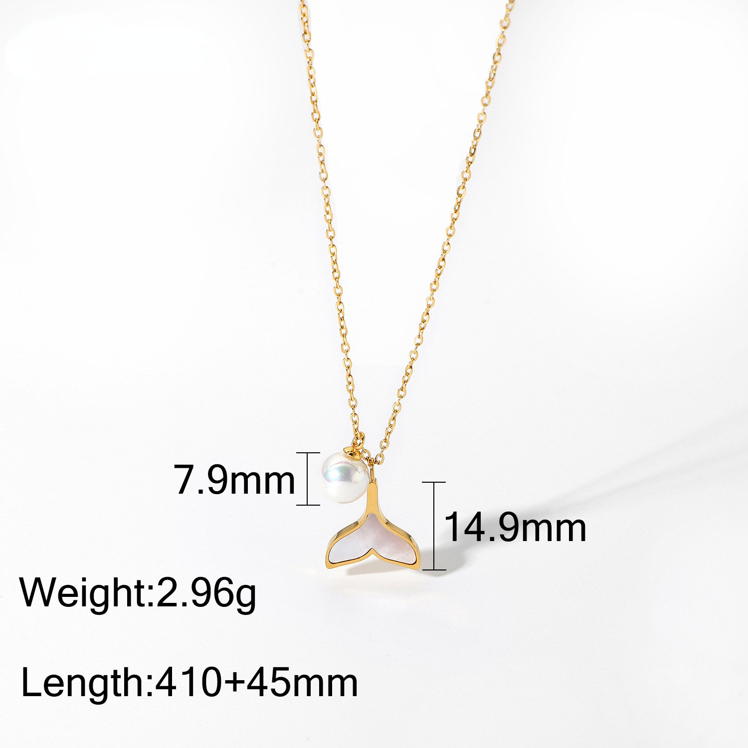 Designer's New Stainless Steel Necklace 14K Gold Shell Mermaid Pearl Pendant Necklace for Women