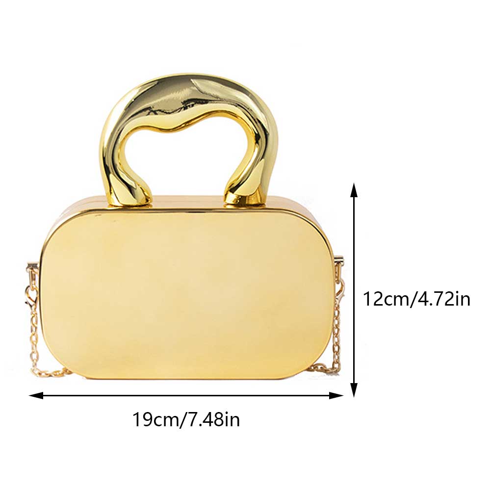 New Metal Handles Metallic Evening Bag Metal Box Women Chain Strap Bag Solid Color Crossbody Bag Vintage Square Bag Shoulder Bag