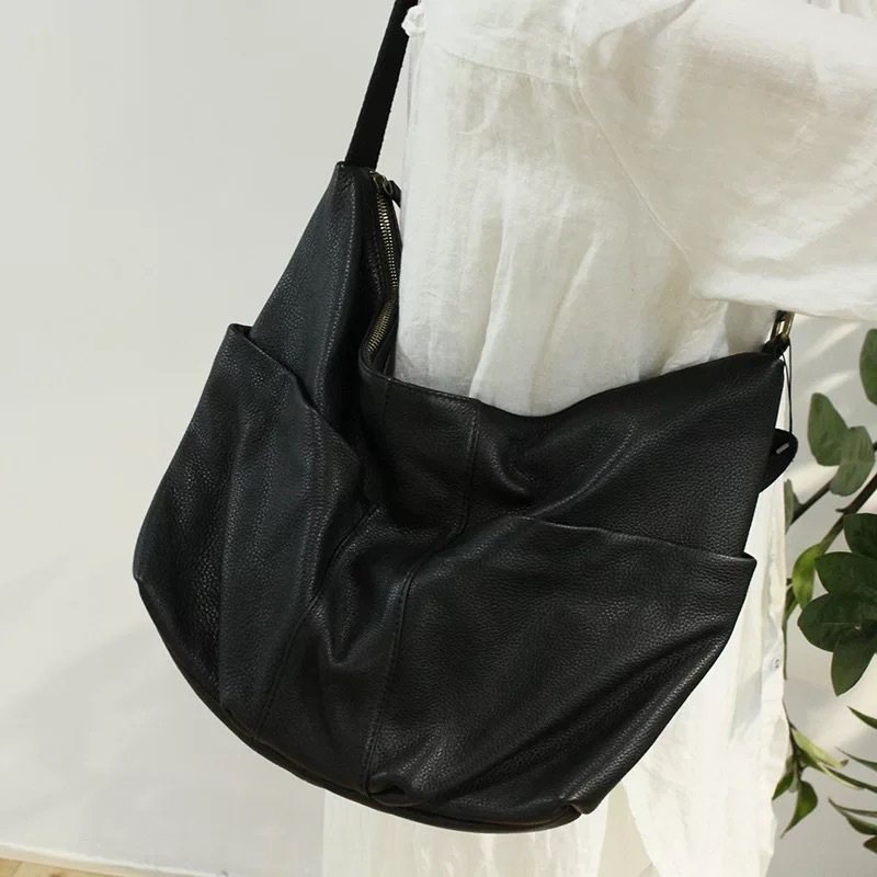 First Layer Cowhide Crossbody Female New Korean Version Large Capacity Leisure Shoulder Bag Genuine Leather BagVoyage