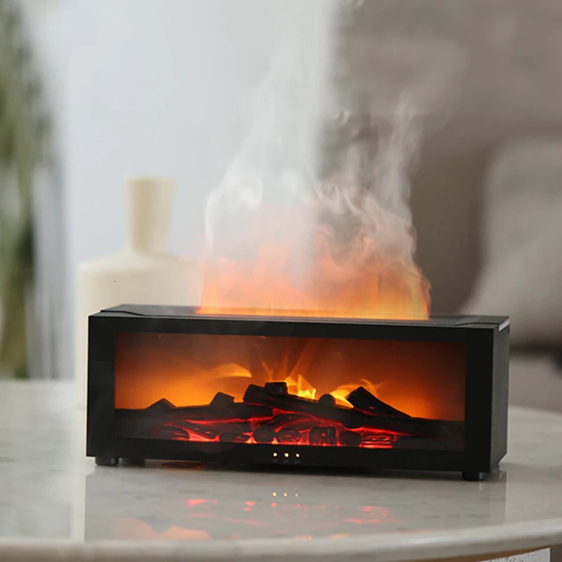Creative Fireplace Air Humidifier Waterless AutoOff Aroma Essential Oil Diffuser with LED Light Remote Control for Home Gift 241111