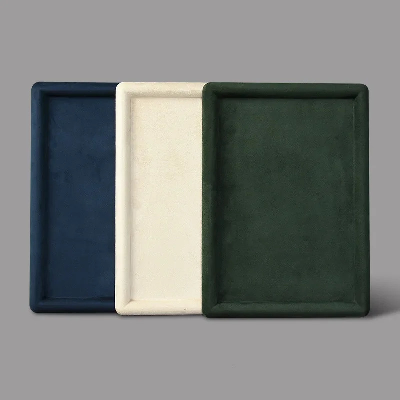 Cashmere leather rounded corner jewelry display tray glasses watch ring jewelry tray flannel jewelry display props 241113