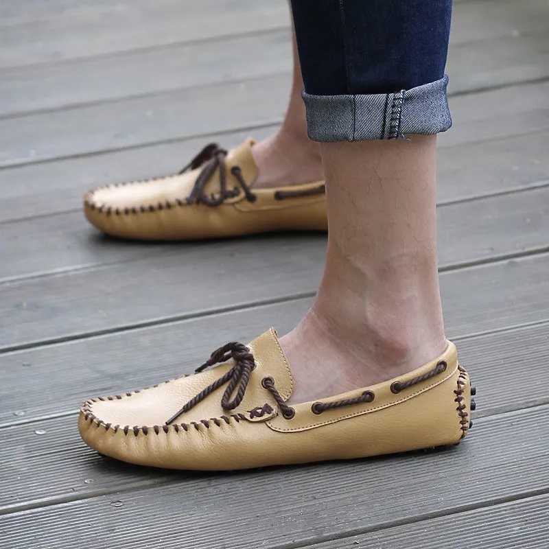 Autumn British Style Loafers Shoes Men Low Cut Lacing Casual Shoes Genuine Leather Fi Men Shoes Drive WholesaleXJ250118