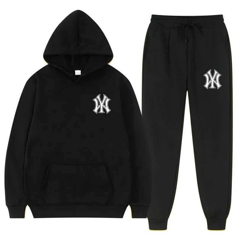 Mens High quality mens hooded sweatshirt and sweatpants two-piece casual running sportswear for spring and autumn X241113