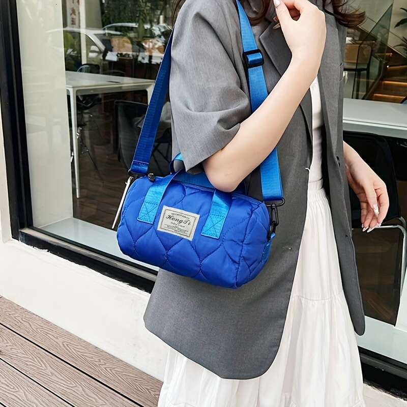 Chic Nylon Crossbody Bag for Girls - Trendy Quilted Shoulder Purse with Adjustable Strap, Lightweight & Zip Closure