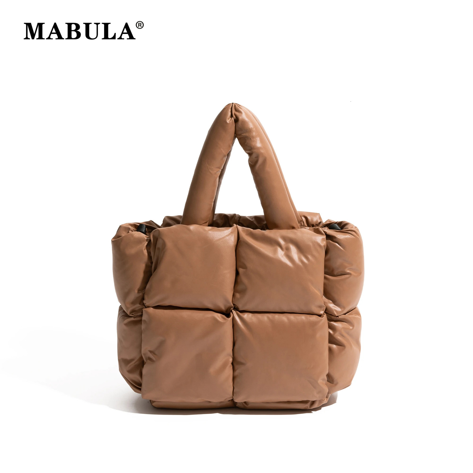 MABULA Winter Cotton Puffer Padded Down Square Handbag For Women Stylish Phone Shoulder Purse Long Strap Simple Crossbody Bag 241114