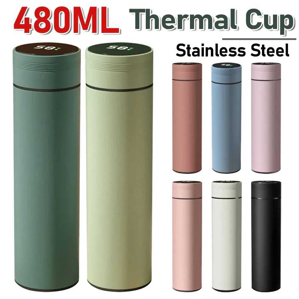 High quality intelligent hot cup 304 stainless steel 480ml intelligent temperature display waterproof double wall vacuum hot cup Y241114