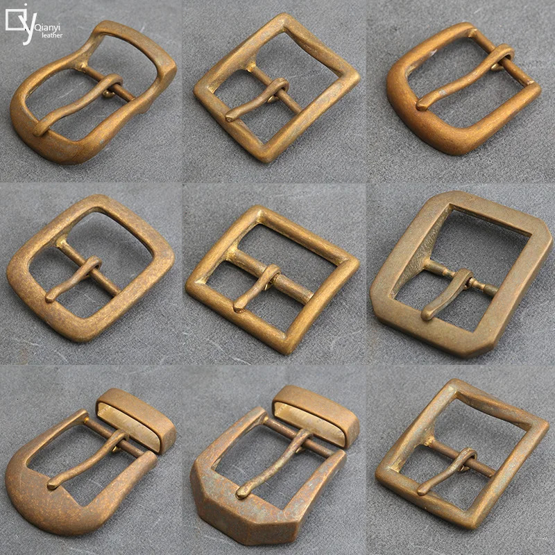 Solid Brass vintage Metal Belt Buckle 40mm Mens Stainless Steel Single Pin DIY Leather Craft 240401