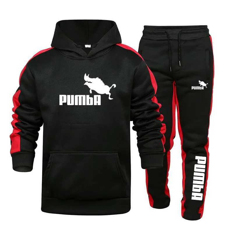 Mens Autumn and winter mens sportswear printed hooded sweatshirt sports pants 2-piece set gym jogging set hot selling casual sportswear X241113