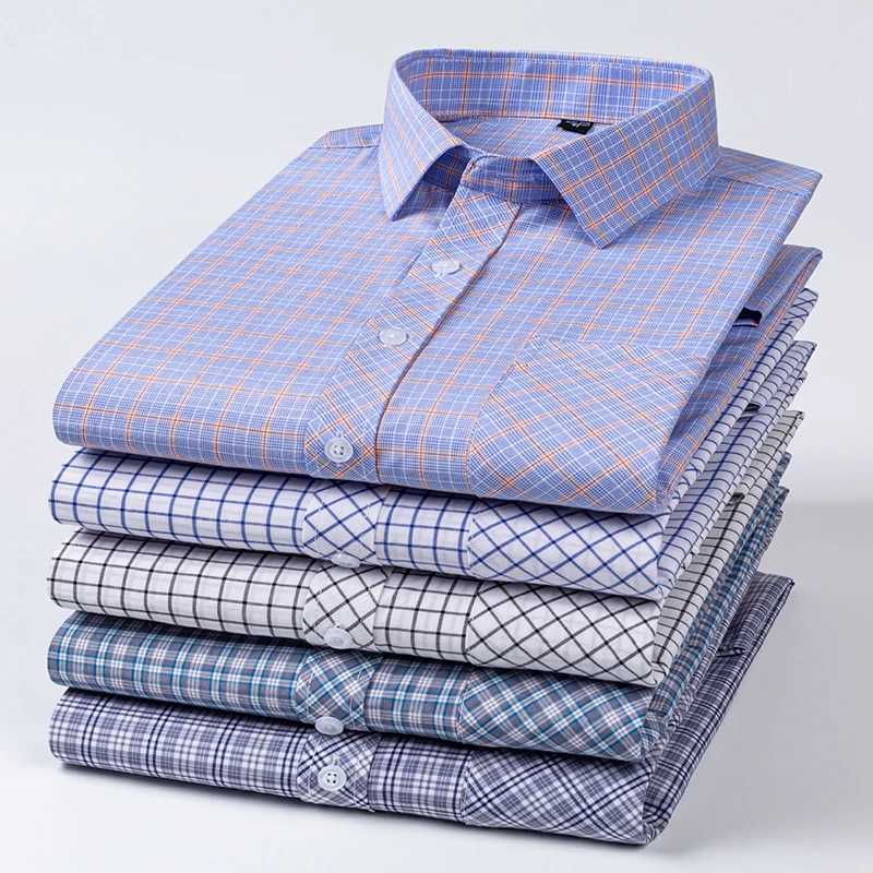 Pure 100% Cotton Plaid Shirts For Mens Long Sleeve High Grade Business Casual Checked Shirt Men Comfortable Office Formal WorkXJ24113