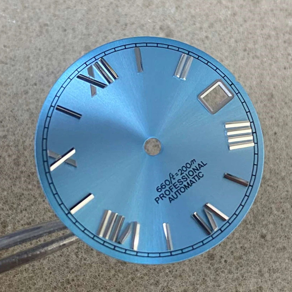 12 Styles 3D Roman Numerals Watch Dial, 28.5mm, Fit for NH35 NH36 Movement, Sunburst Watch Faces Dial NH35, 4.2 3.8 3.0 Crown