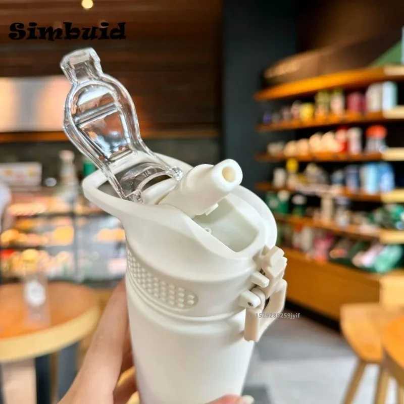 600ML/750ML to hot water bottle with straw stainless steel vacuum valve inflatable water bottle travel mug g Termica Y241114
