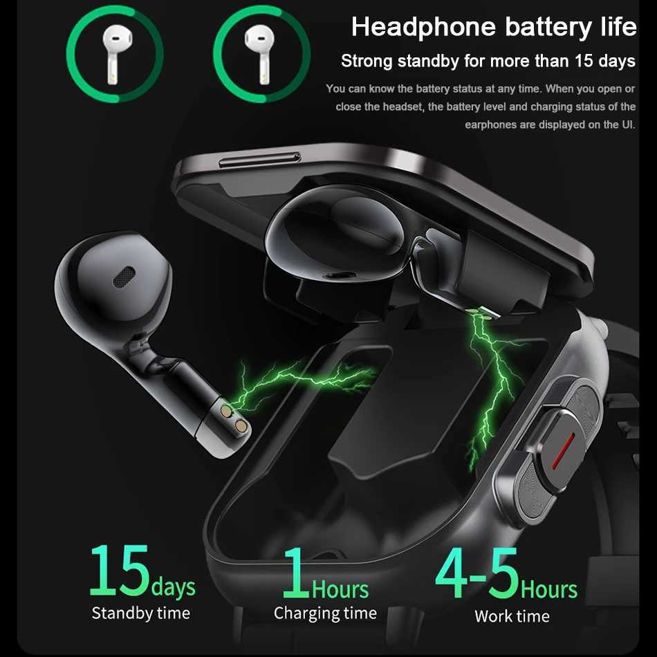 2024 2-in-1 smartwatch with headphones smartwatch mens call watch GPS tracking rate monitor music playback smartwatch Y241114