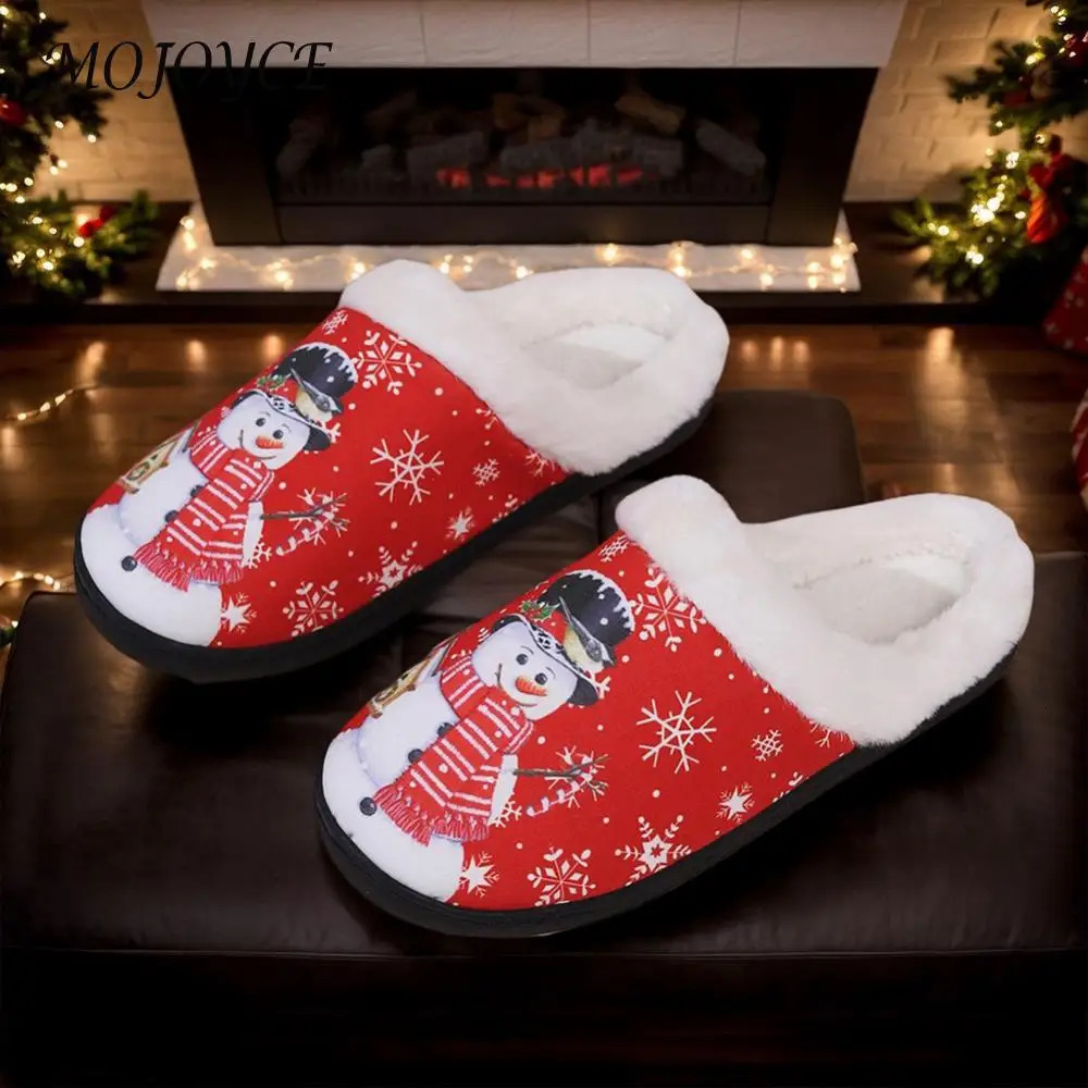 Christmas snowman slider flat slider comfortable fluffy snowman slider anti slip cute mens fur slider 241113
