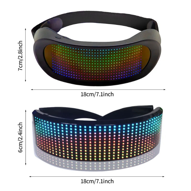 LED Glasses DIY RGB Luminous Glasses Props Party Bar Festival Performance Electronic Bluetooth Application Control Screen Glasses241114bj