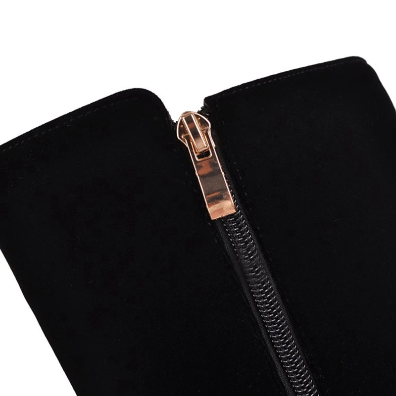 REALE CAT Spring Autumn High Knee Suede Dome Rhinstone Female Short High Heels Big 32-52 S2409 241113