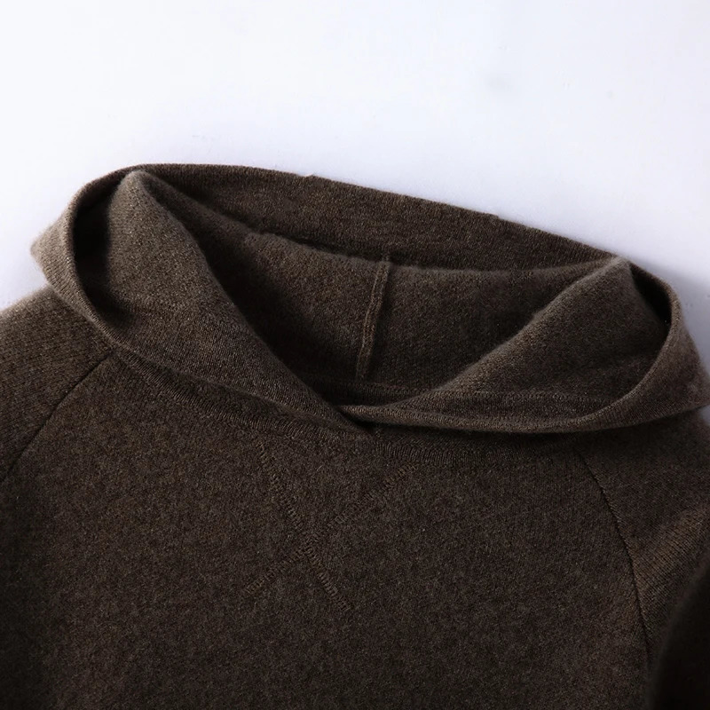 100% Cashmere Womens Sweater Pullover Hoodie Long Sleeve Button Winter Thickened Warm Knitted Top Womens 241113