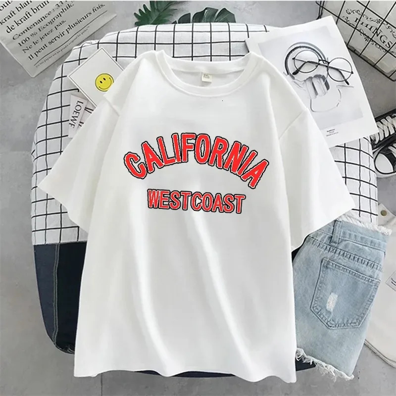 Los Angeles Fashion Men T-shirts USA Letter Print Short Sleeve Graphic Cotton T Shirt Summer Y2k Tops Women Oversized T Shirt 240409