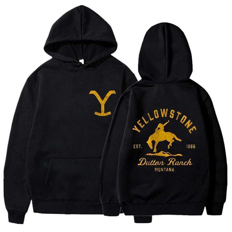 Classic Fashion Yellowstone Dutton Ranch Printed Hoodies for Men and Women Buttoned Hoodied Sweatshirt TopsXJ241113