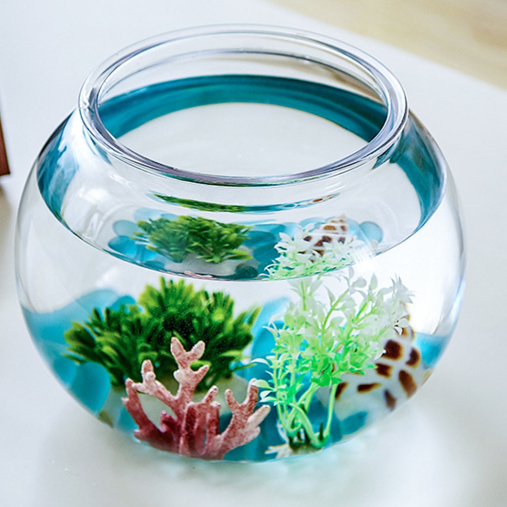 Fish Tanks for Desktop Plastic Round Aquarium Portable Mini The Pet Office Bowl