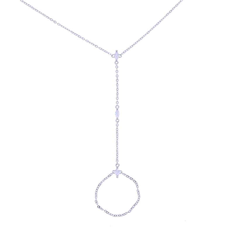 Geometric 3 Pcs Marquise Cubic Zirconia CZ Double Wrist Hand Chain Bracelet Simple Fashion Women Jewelry