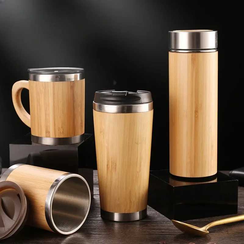 Stainless steel bamboo vacuum film hot 16o water bottle flip cover environmentally friendly travel cup g coffee cup bottle to keep cool Y241114