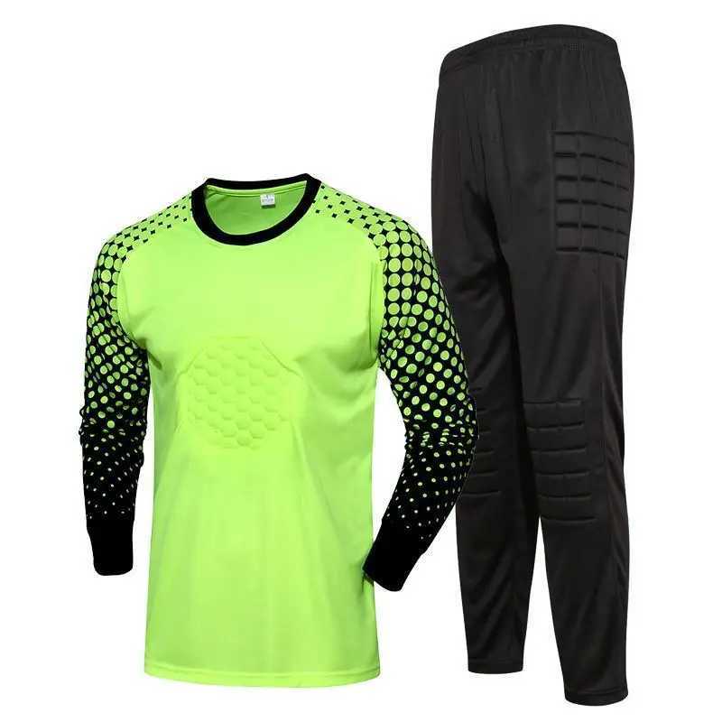Mens goalkeeper clothing set adult and childrens long Sleve sponge pad match training goalkeeper kit wholesale X241113