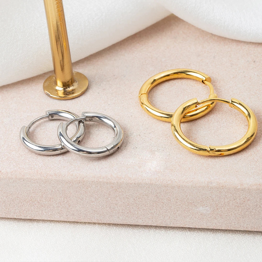 Hoop Earrings Stainless Steel For Women Men Sliver Color Earring Korea Cartilage Piercing Classic Jewelry Accessories Gift 25mm 241114