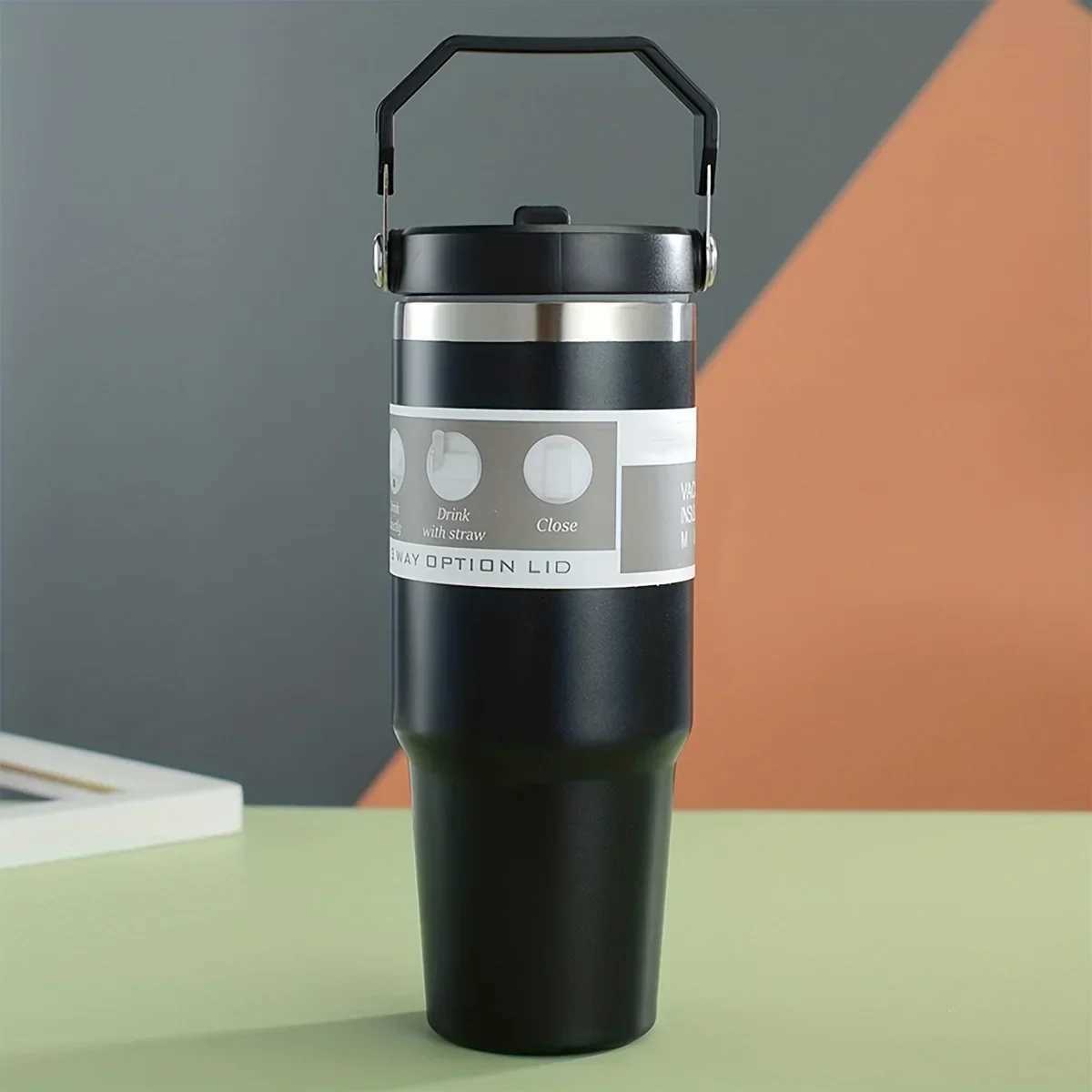 1 vacuum coated double-layer stainless steel coated cup portable water cup with handle Y241114