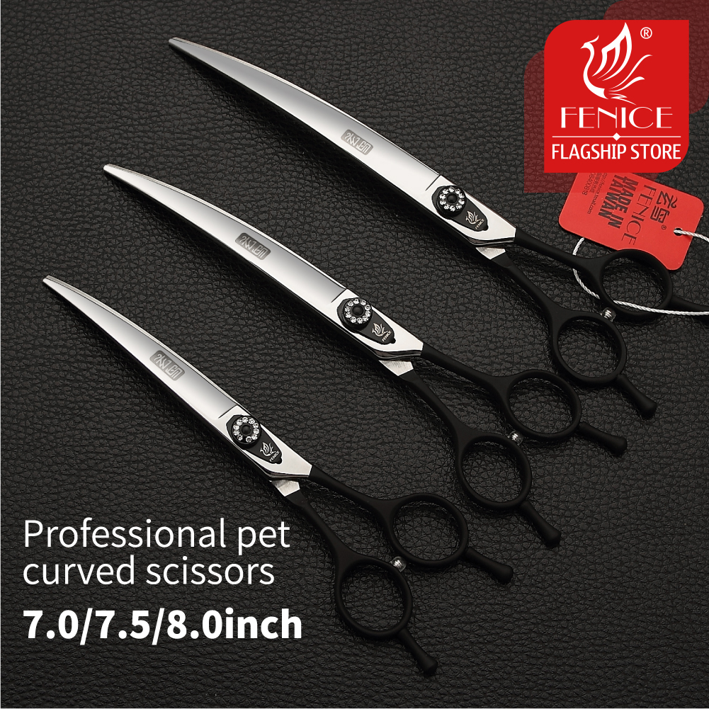 Fenice Professional Pet Grooming Scissors Up&Down Dogs Curved Scissors Shears 7/7.5/8.0inch tesoura cachorro