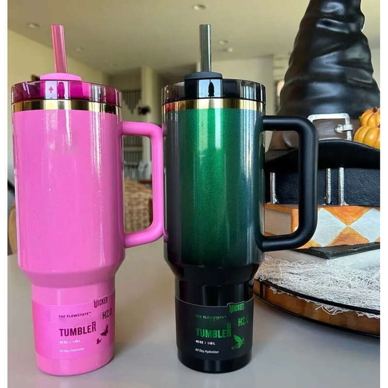 US Stock Rosa Beaux Pink Wicked 40Oz Bow Cap LOVE SHACK FANCY Cups Rose Blue Magnolia Lilac Ral Stainless Steel Tumblers With Silicone Handle Lid Stra