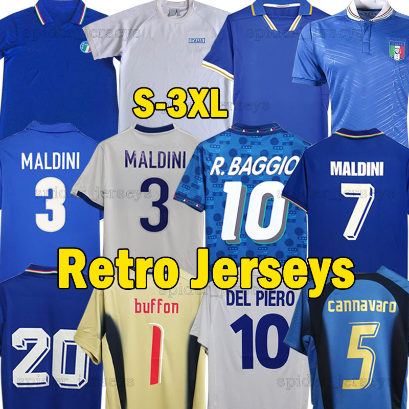 XXXL 1982 85 86 ItalyS Retro soccer Jerseys Vialli #9 1990 94 96 98 DE ROSSI DEL PIERO GATTUSO TOTTI 2000 Long sleeve PIRLO R. BAGGIO 06 2012 MALDINI Italia Football Shirts