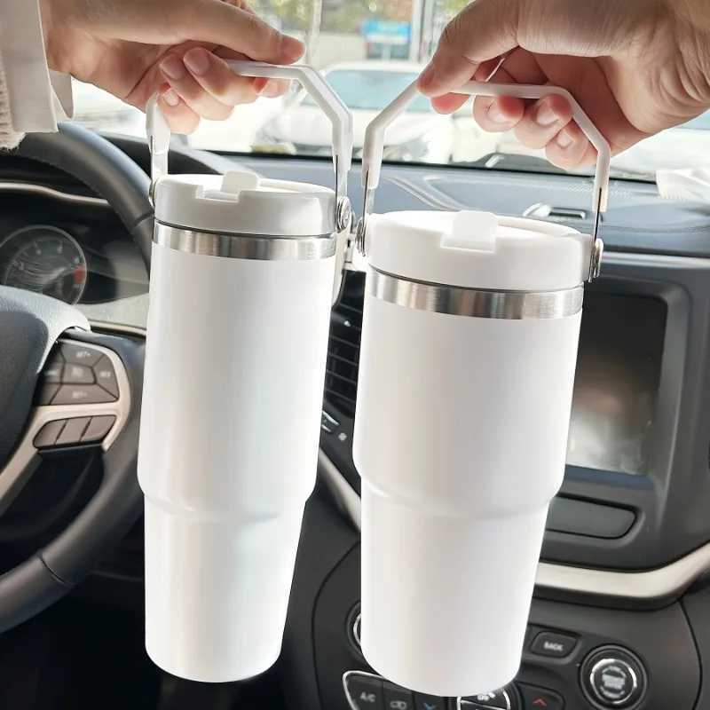1 piece stainless steel inflatable water bottle with lid travel mug hot and cold drinks use this crazy car cup for storage Y241114