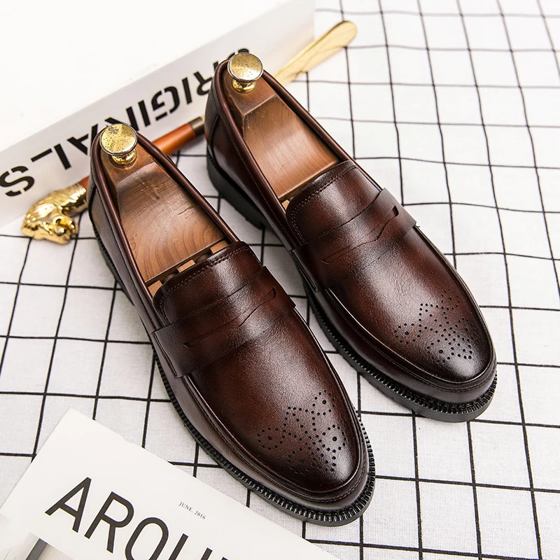 urious Men Dress Shoes Inner High Loafers Casual Shoe Man Fit Classic Party British Mens Heightincreasing 241111