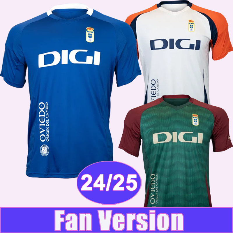 24 25 Real Oviedo Mens Soccer Jerseys S. CAZORLA PAULINO MASCA Home Away 3rd Football Shirts Short Sleeve Uniforms