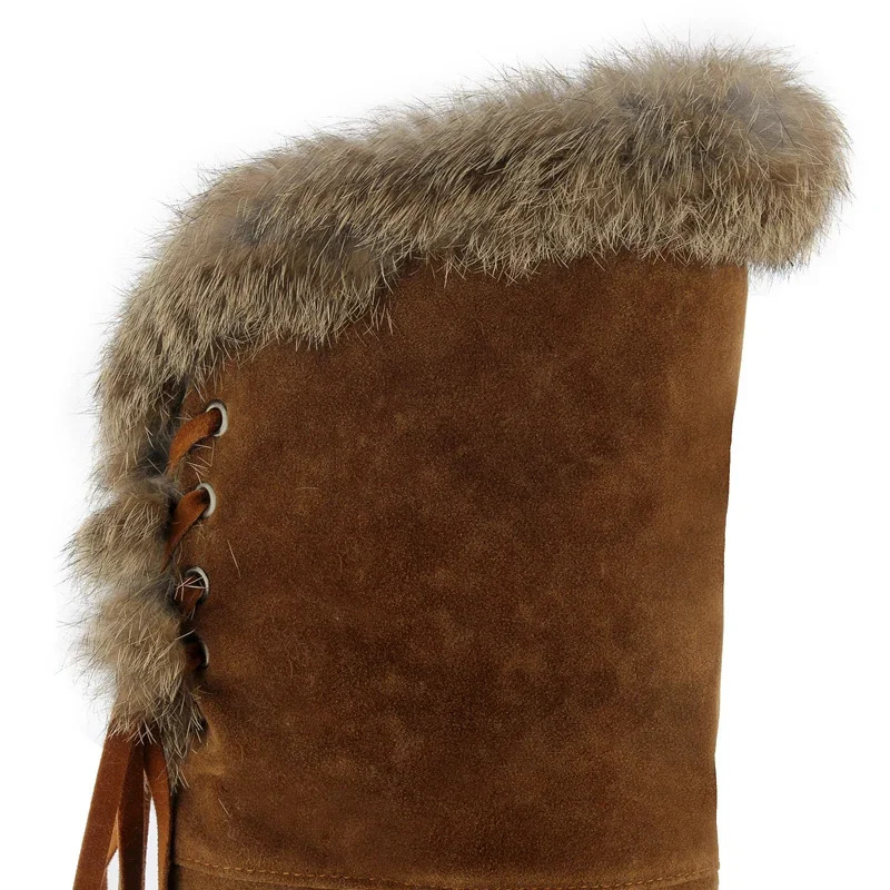 Winter Plush Warm Knee High Boots with Comfortable Outer Boots Zipper Round Toes Cow Suede Womens Shoes Direct 241113