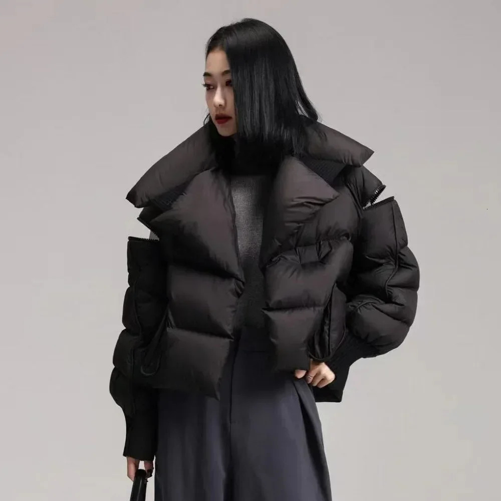 Womens down jacket white duck down jacket womens winter inflatable jacket short sleeved warm detachable sleeves for the park 241113