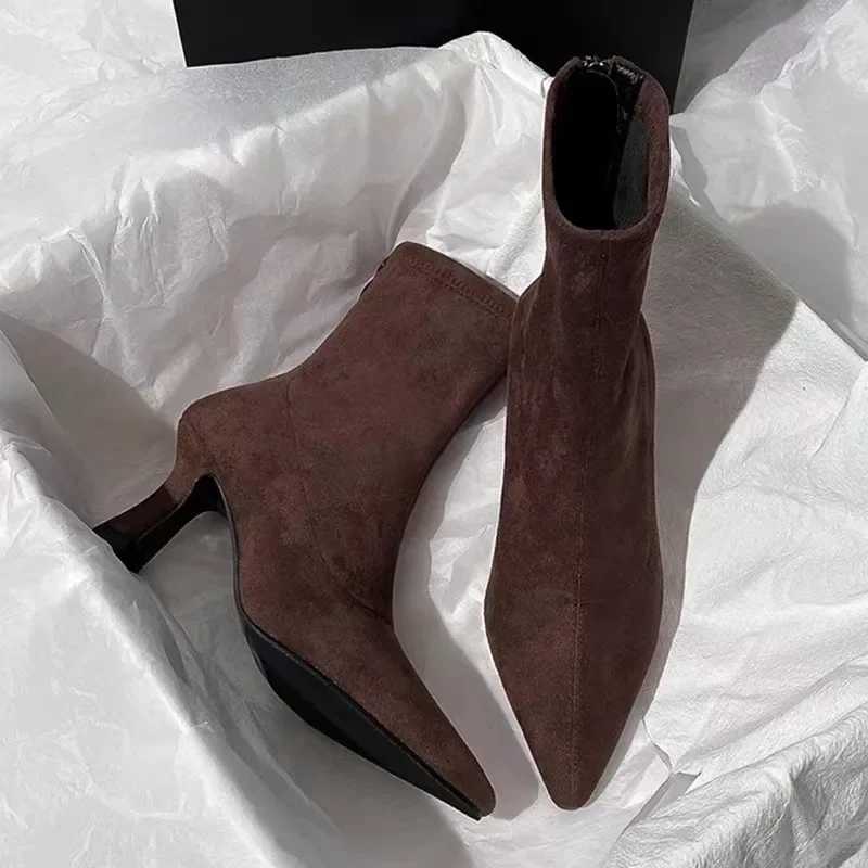 Women Stretch Ankle Boots Sexy Pointed Toe Short Botas Shoes Fashion Partys Stiletto High Heel Socks Botas De Mujer 2024 W251024