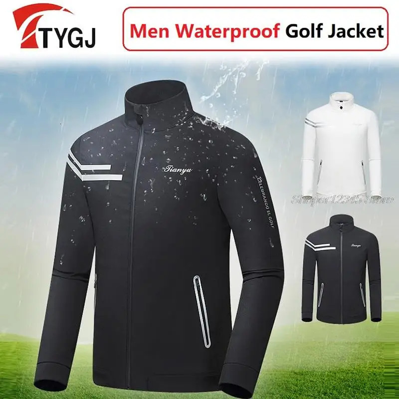 Autumn/Winter Mens Golf Jacket Waterproof Full Zipper Mens Casual Jacket Windproof and Warm Golf Clothing Sports Jacket 241114