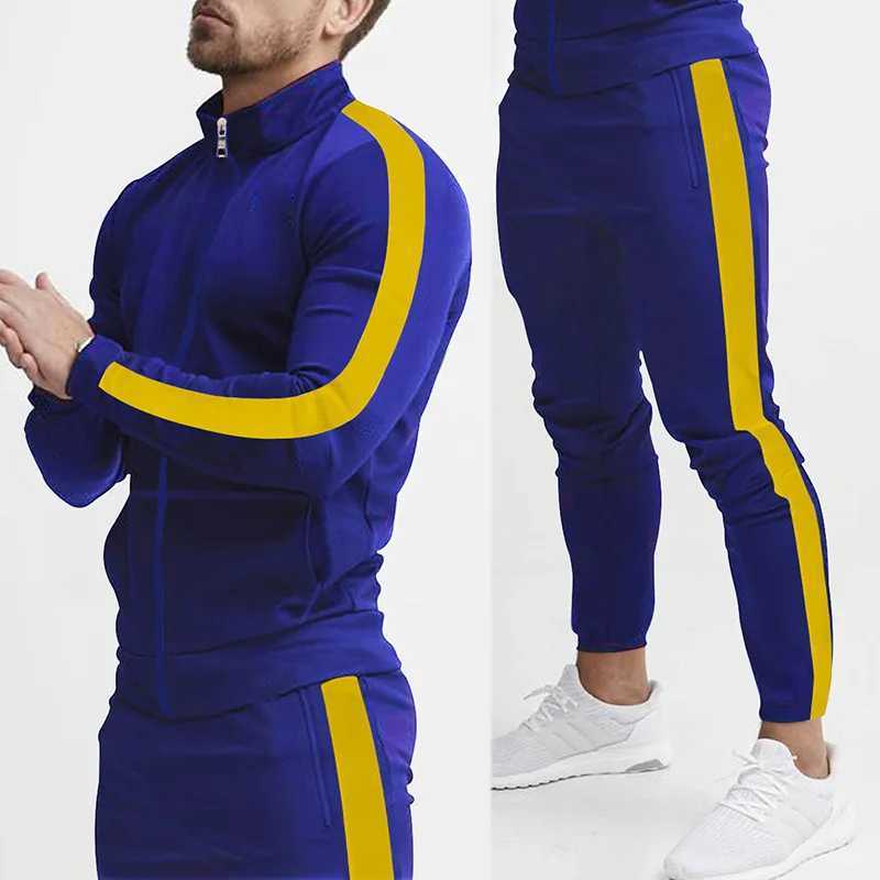 Mens 2024 Europe United States autumn and winter new casual mens sportswear color matching mens clothing X241113