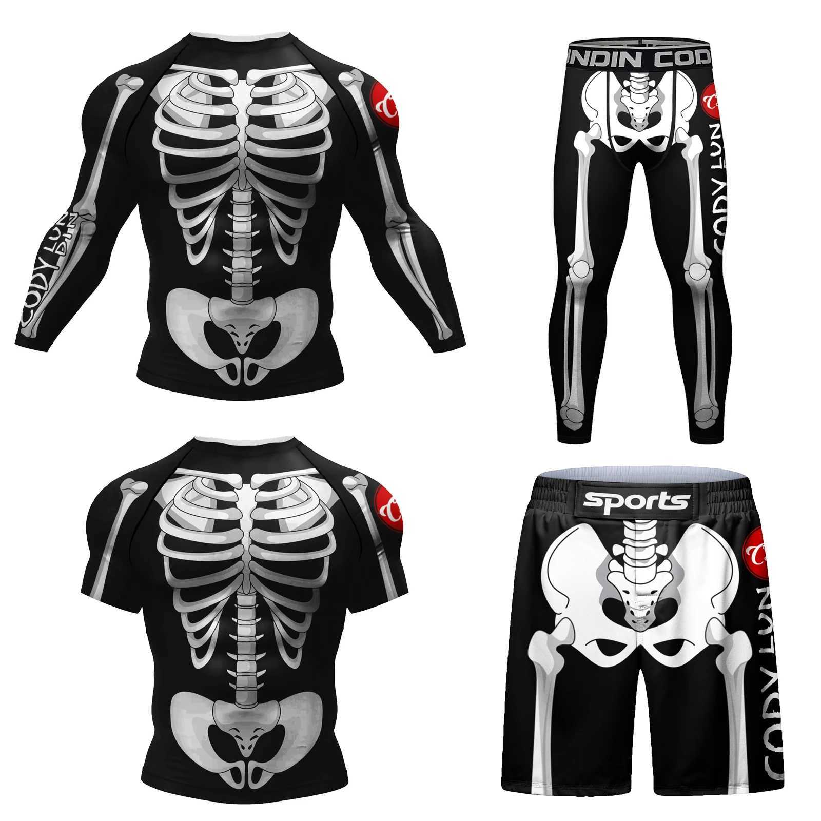 Mens Cody Lundin Mens Compression Boxing Set Jujutsu Bjj Rashguard Training Sportswear Mens Sublimation Boxing Set X241113