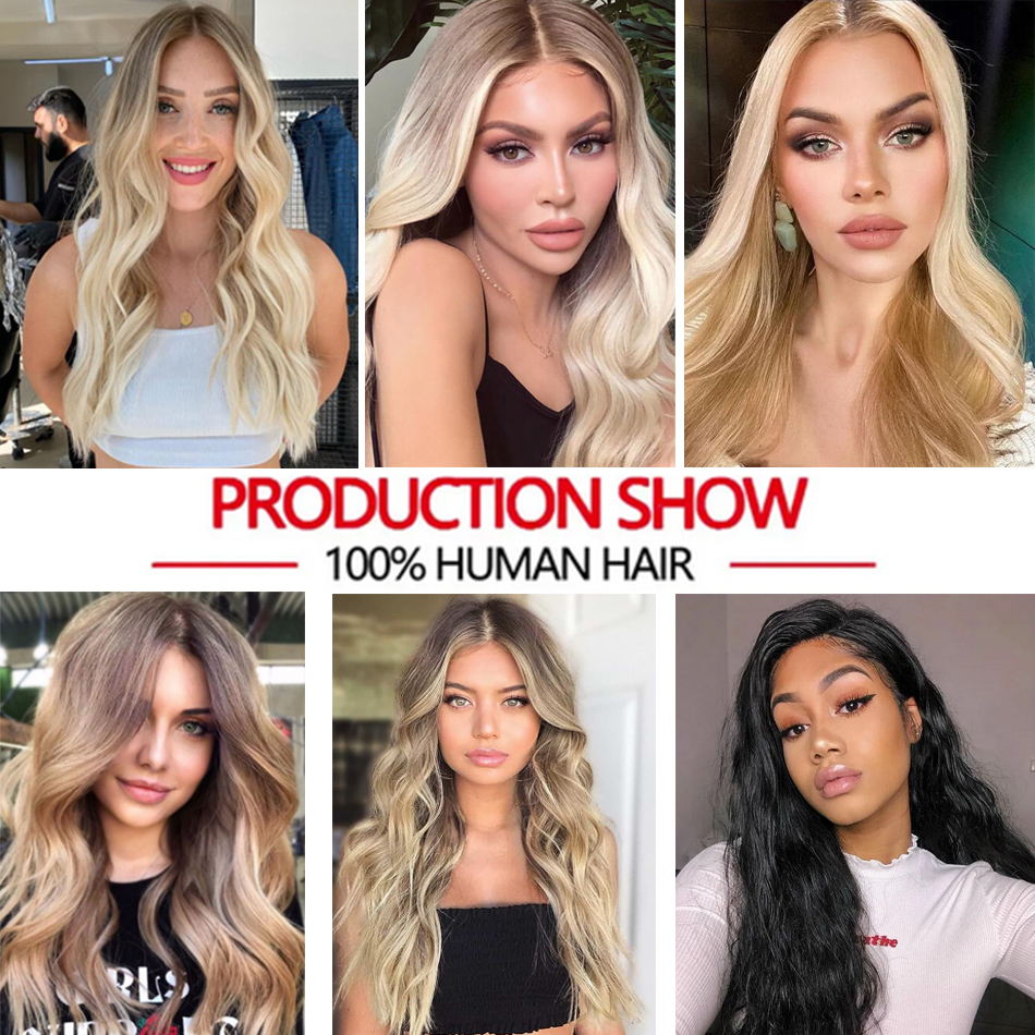 Straight Human Hair Weft Bundles Ombre Blonde Human Hair Extensions 100g/Pcs 16"-28" Straight Remy Skin Double Weft