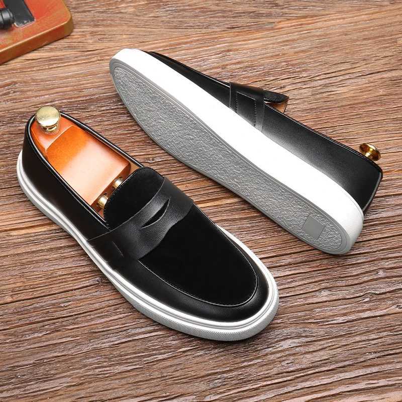 Fi Mens Casual Slip- Leather Shoes Men Classic British Style Penny Loafers Mens Outdoor Board Shoe Driving FlatsXJ250118