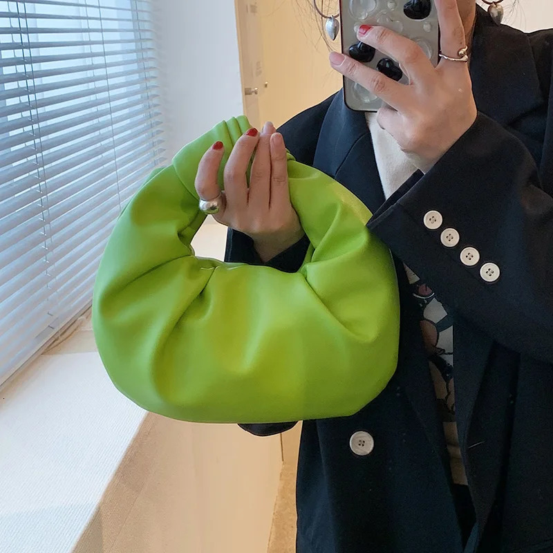 INS Women Small Handbag Shoulder Bags Party Clutch Satchel Ladies Pu Leather Messenger Bags Fashion Ruched Crossbody Bags 241114