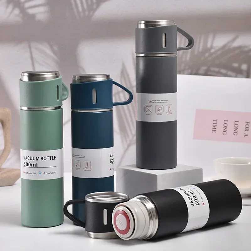 500ML 304 Stainless Steel Vacuum Coated Gift Box Set Business Style Coffee G Hot Water Bottle Portable Flame Craze Y241114