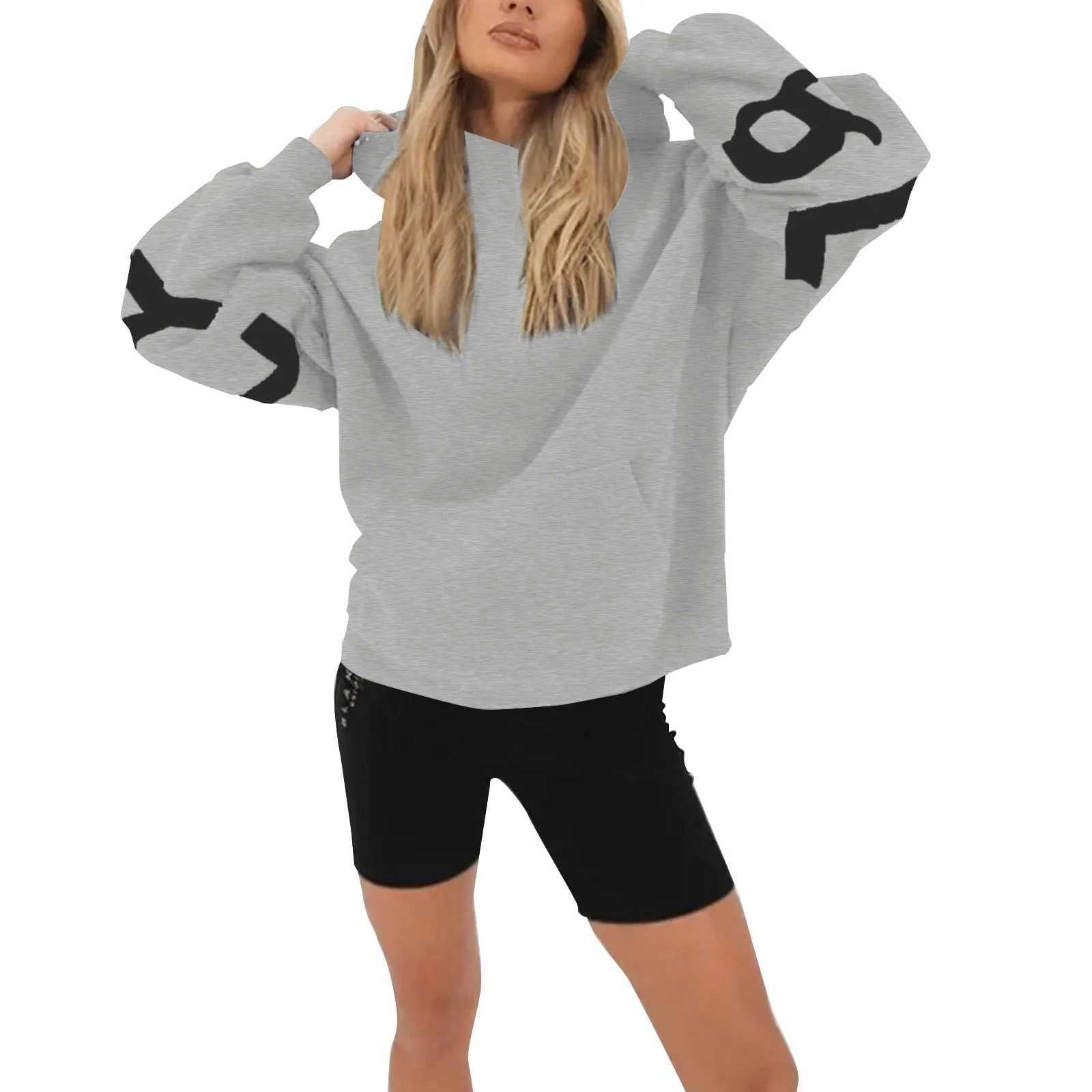 Alphabet Hoodie Women Fashion Hip Hop Hood Shirt High Street Winter Autumn Female Letter Print Sweatshirts Casual Y2k ClothesXJ241113